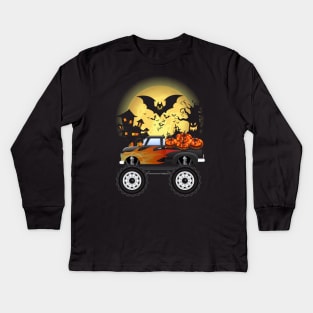 Monster Truck Halloween Shirt For Boys Kids toddler Kids Long Sleeve T-Shirt